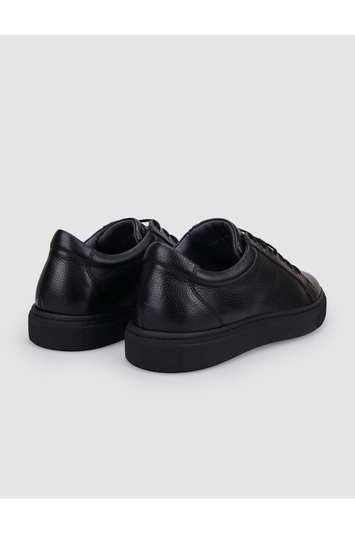 Cabani Shoes Chaussures de sport pour hommes en cuir véritable noir à lacets 100% - Noir