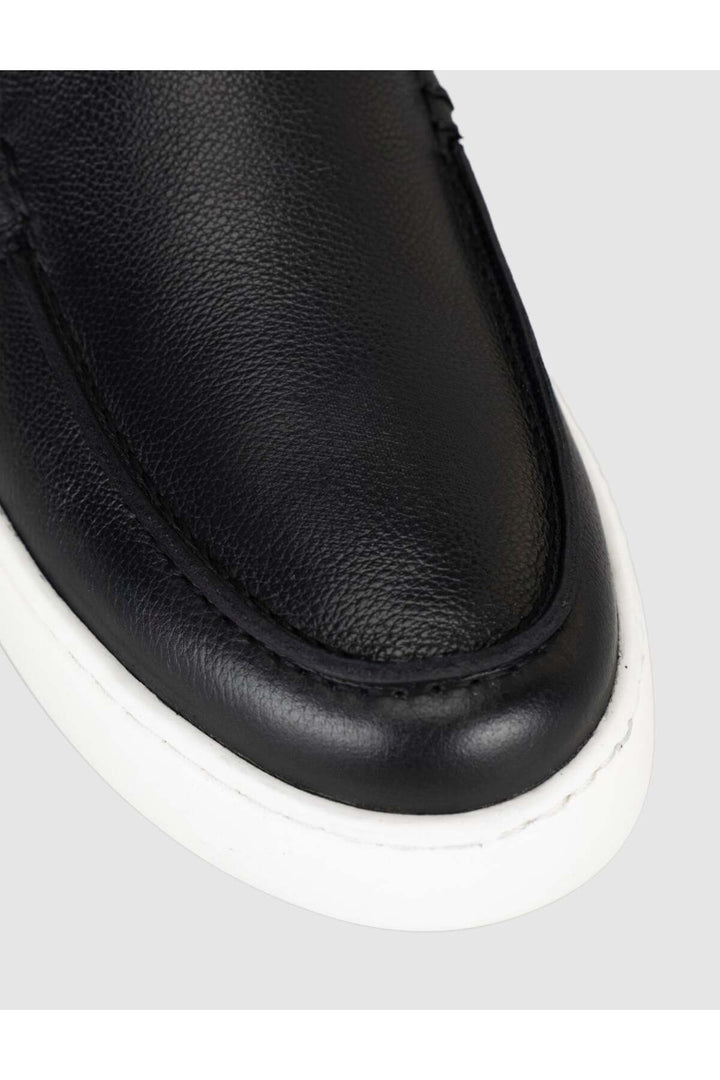 Cabani Shoes Chaussures Loafer pour hommes en cuir véritable avec semelle noire et blanche - Multicolore