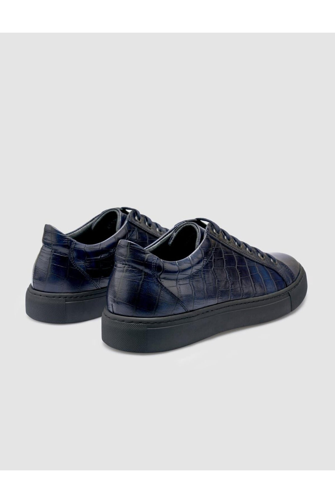 Cabani Shoes %100 Cuir véritable Bleu marine Croco Chaussures de sport pour hommes - Bleu marine