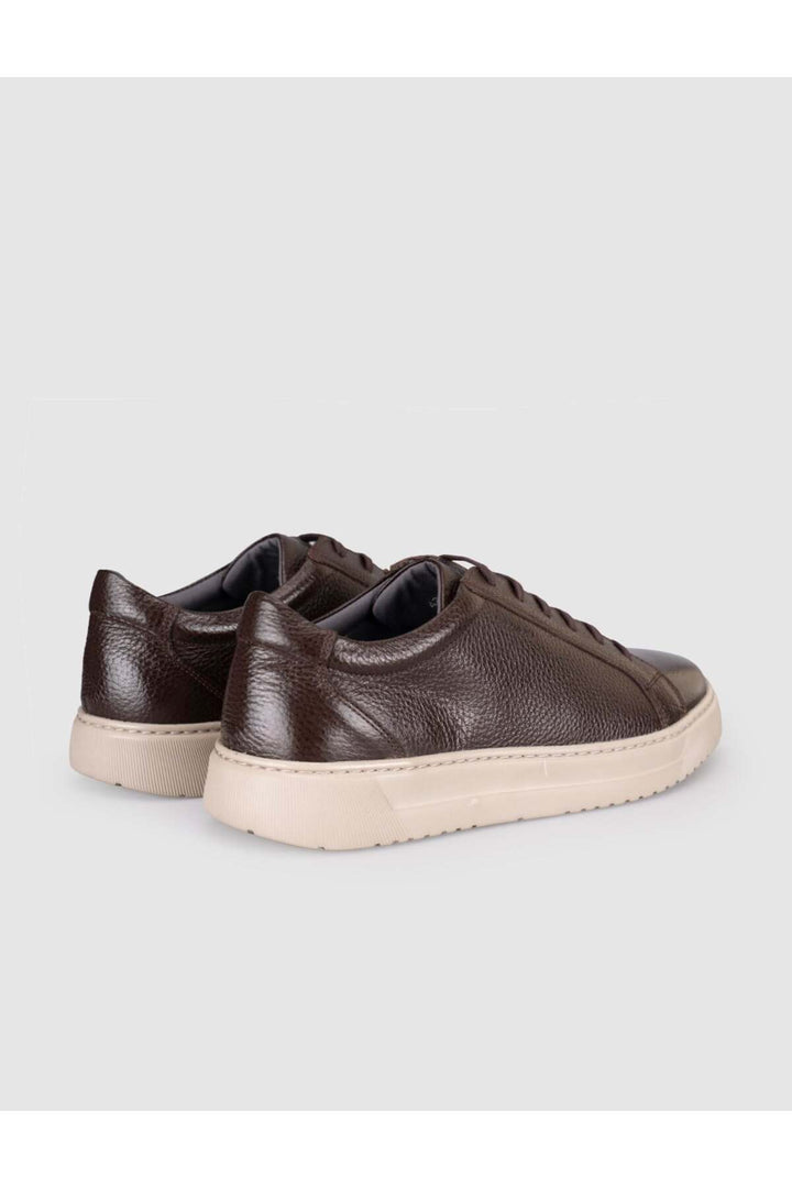 Cabani Shoes Baskets décontractées pour hommes en cuir véritable marron - Marron