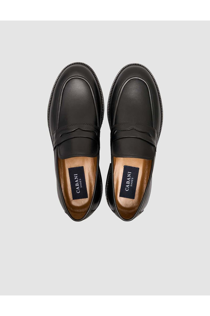 Cabani Shoes %100 Cuir véritable Chaussures Loafers classiques pour hommes noires - Noir