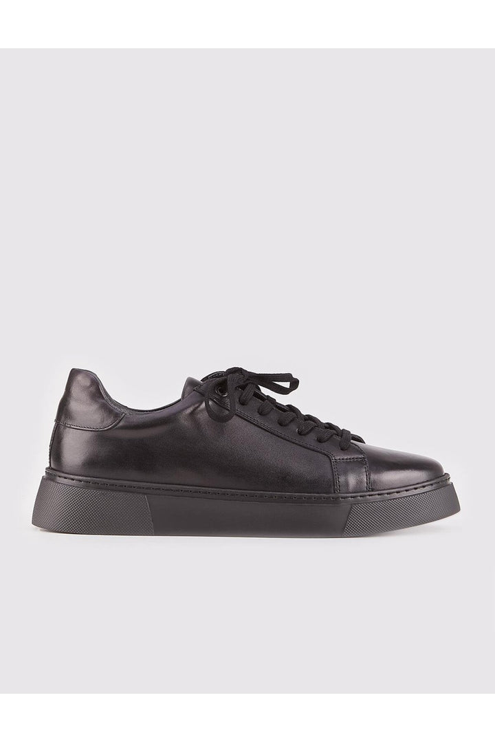 Cabani Shoes Baskets pour hommes en cuir véritable noir avec lacets et semelle en EVA - Noir