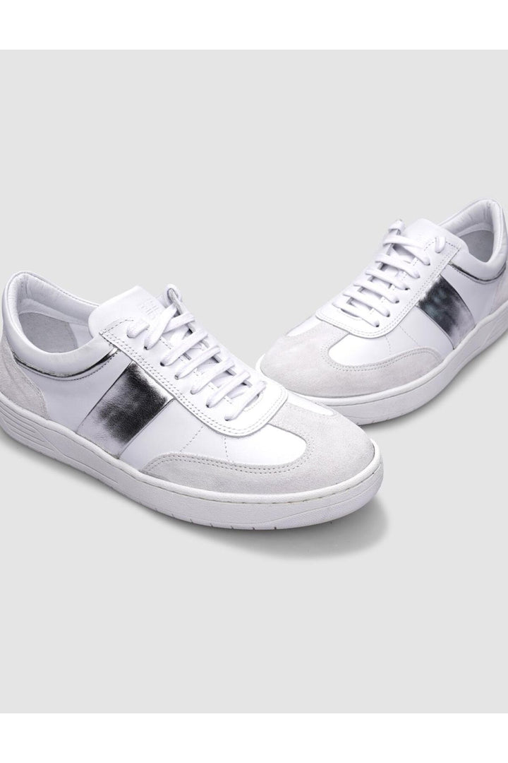 Cabani Shoes Chaussures de sport pour femmes en cuir véritable blanc à lacets 100% - Blanc