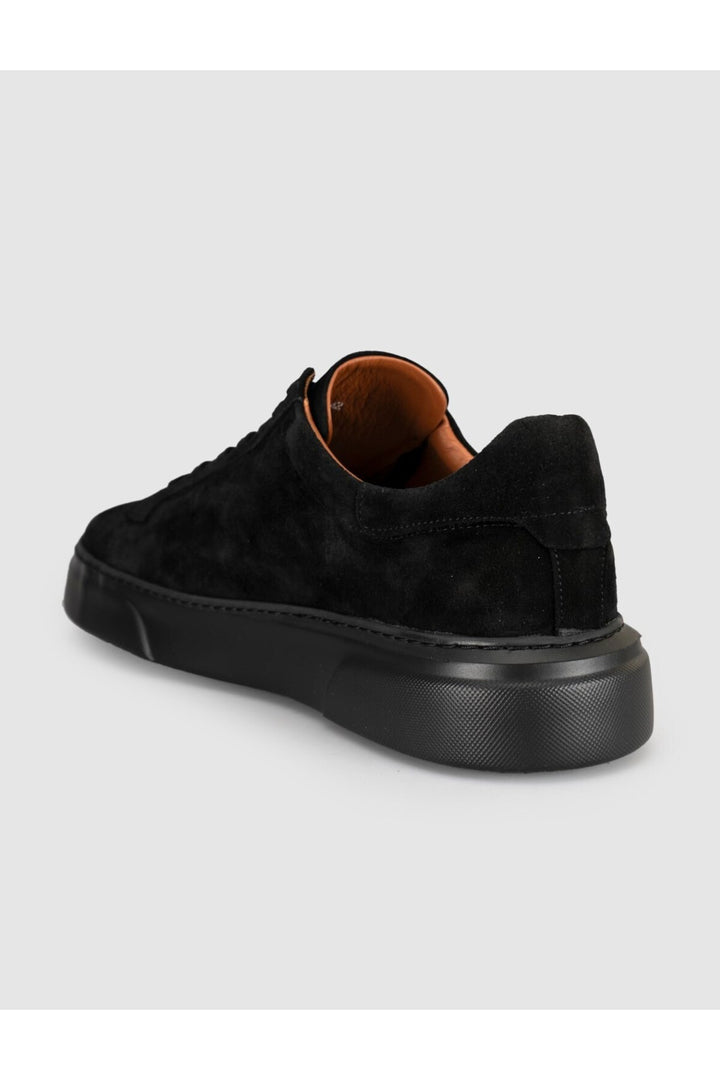 Cabani Shoes Baskets pour hommes en cuir véritable à semelle épaisse noire - Multicolore