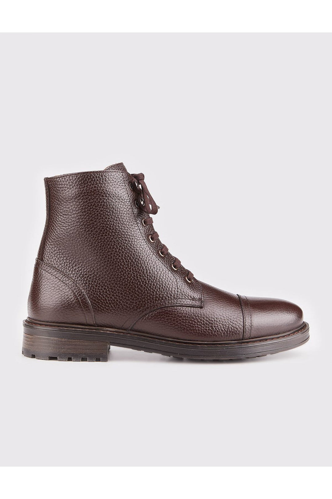 Cabani Shoes Bottines d'hiver pour hommes en cuir véritable marron à lacets et fermeture éclair - Marron