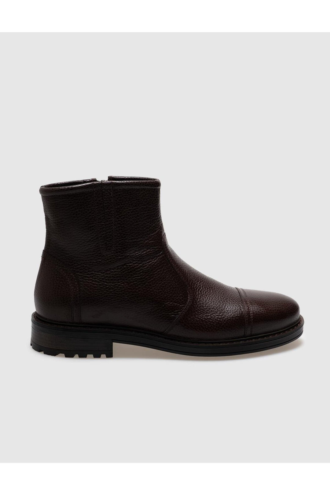 Cabani Shoes Bottines pour hommes en cuir véritable marron avec fermeture éclair - Multicolore