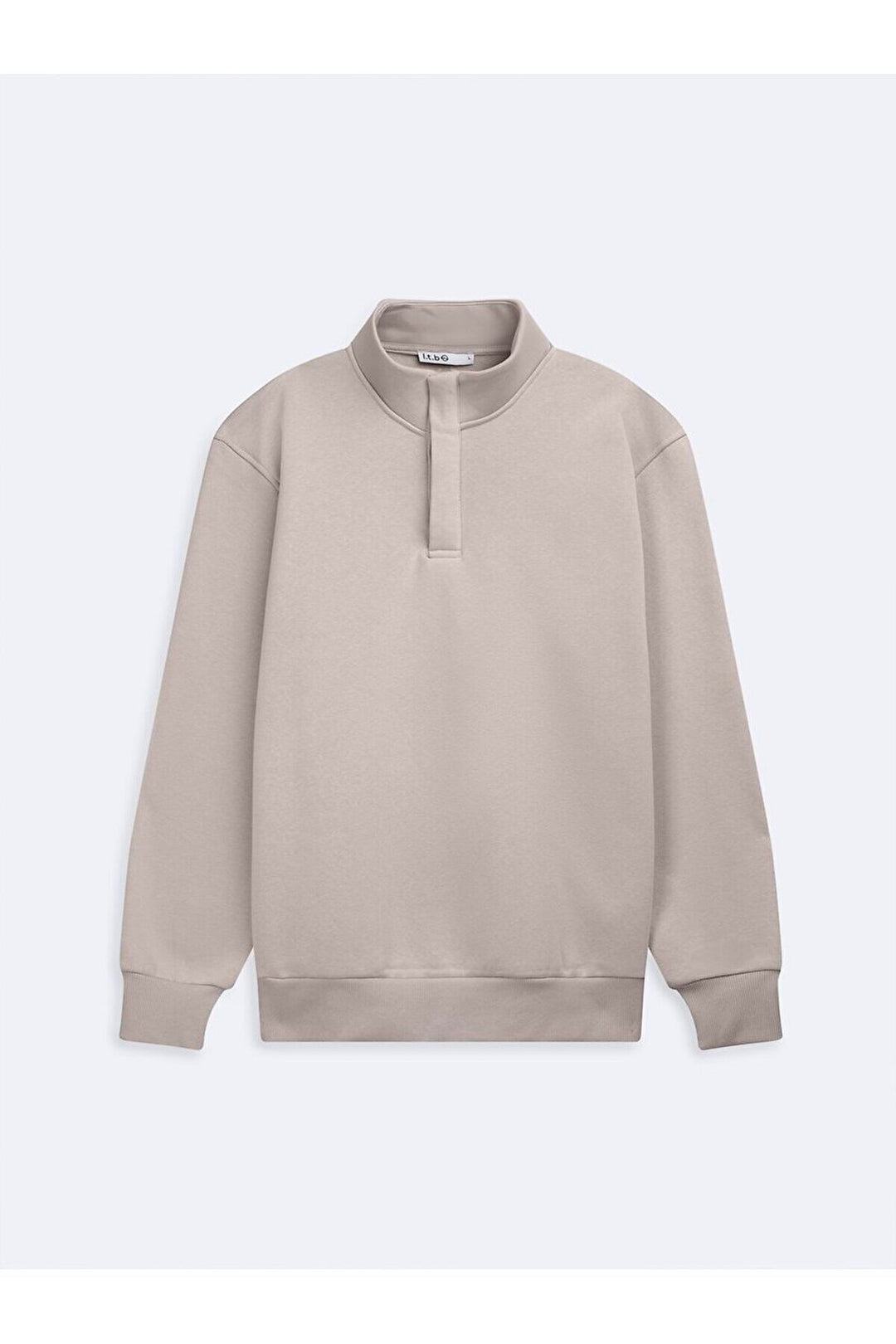 LTB Sweat-shirt classique beige à manches longues avec demi-fermeture éclair
