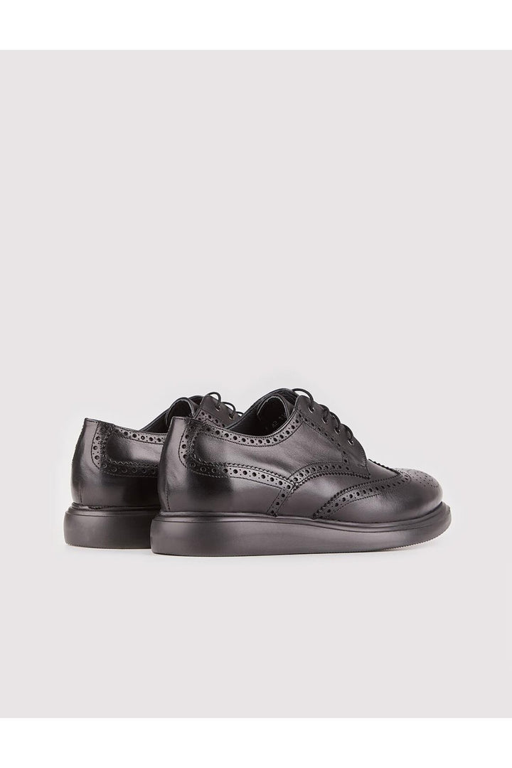 Cabani Shoes Chaussures de ville pour hommes en cuir véritable, noires, à lacets, avec semelle en gel. - Noir