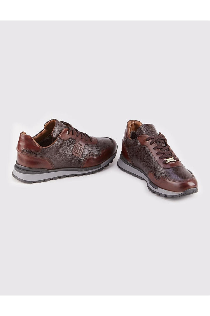 Cabani Shoes Chaussures de sport pour hommes en cuir véritable avec fourrure marron - Marron