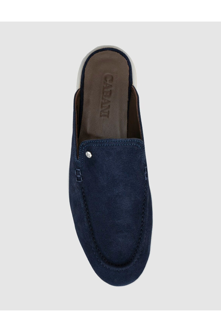 Cabani Shoes Mocassins pour hommes en cuir véritable bleu marine avec accessoires en métal. - Bleu marine