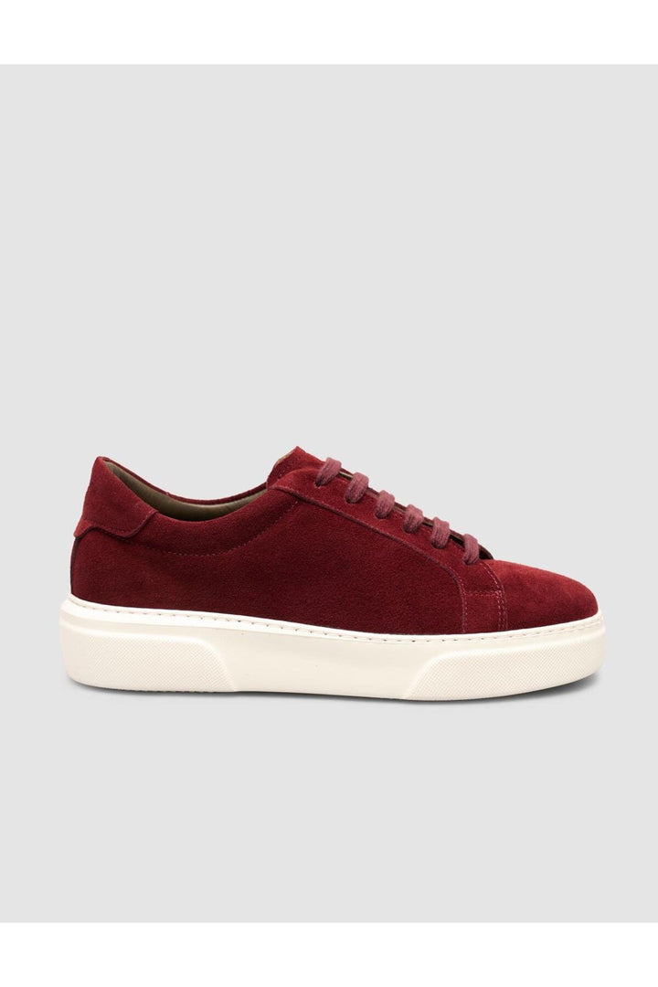 Cabani Shoes %100 Véritable Suède Bordeaux Sneaker à Lacets Doublé en Fourrure - Multicolore