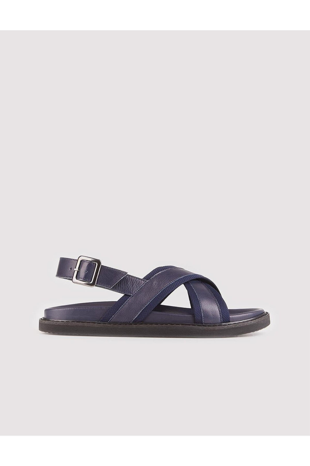 Cabani Shoes Sandales en cuir véritable Bleu marine pour hommes - Bleu marine
