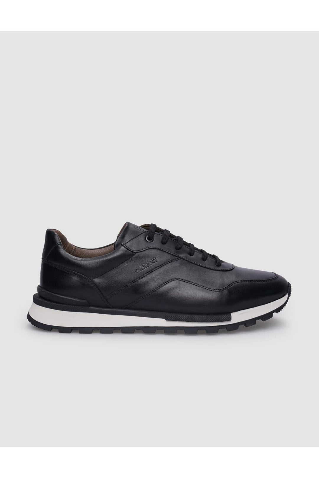 Cabani Shoes Baskets pour hommes en cuir véritable noir à lacets - Noir