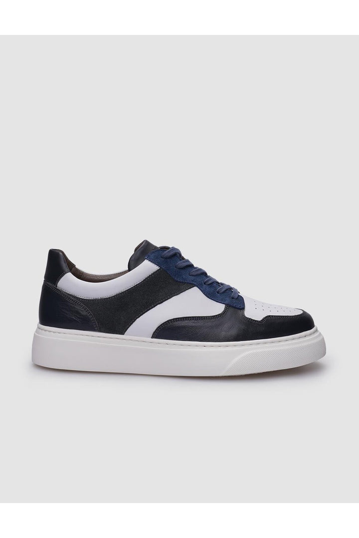 Cabani Shoes Baskets pour hommes en cuir véritable gris à lacets 100% - Gris