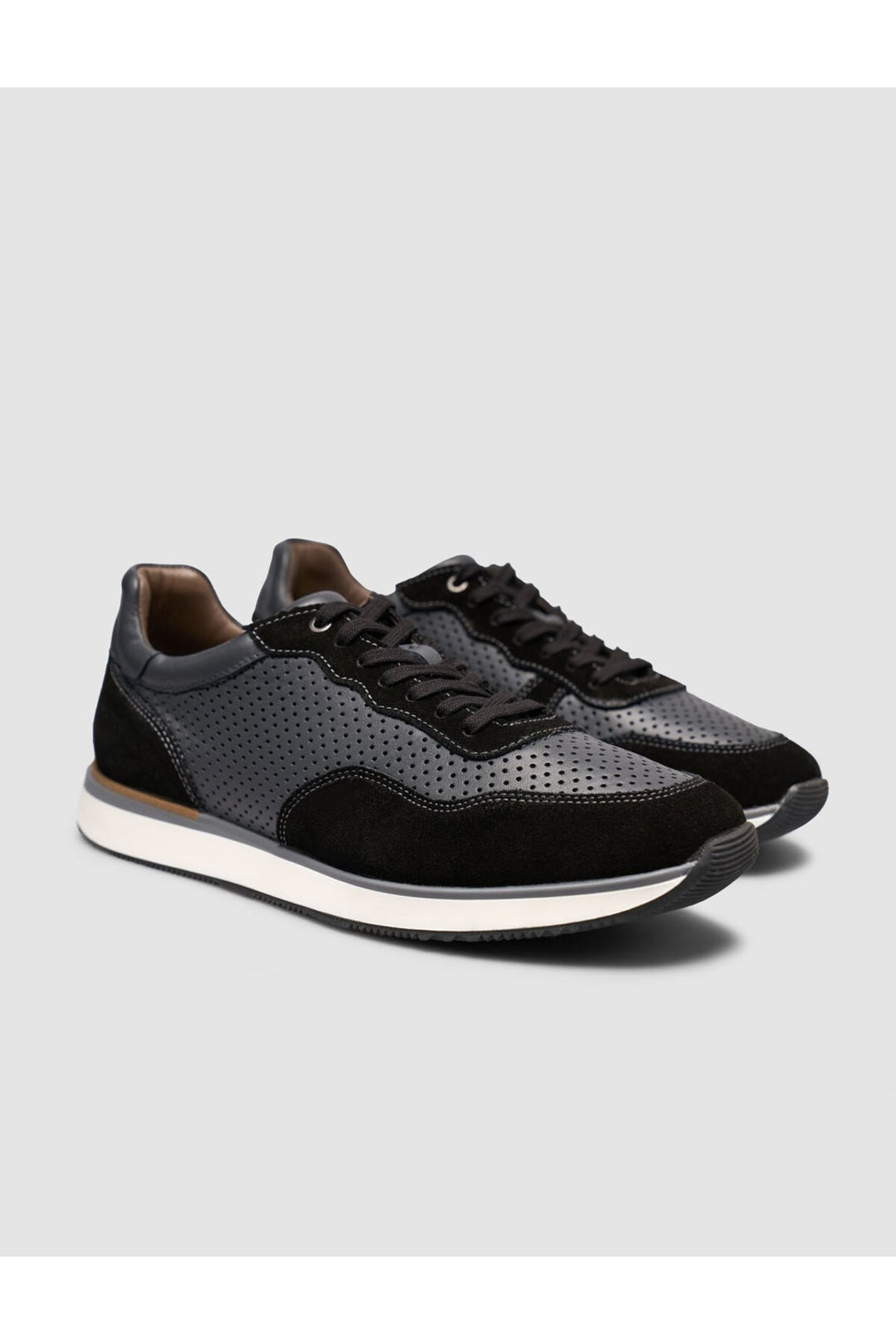 Cabani Shoes %100 Cuir Véritable Noir Suédé Chaussures de Sport pour Hommes à Lacets - Multicolore