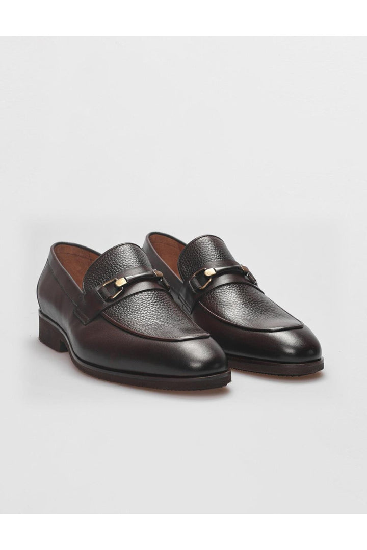 Cabani Shoes Chaussures classiques pour hommes en cuir véritable marron avec boucle - Marron