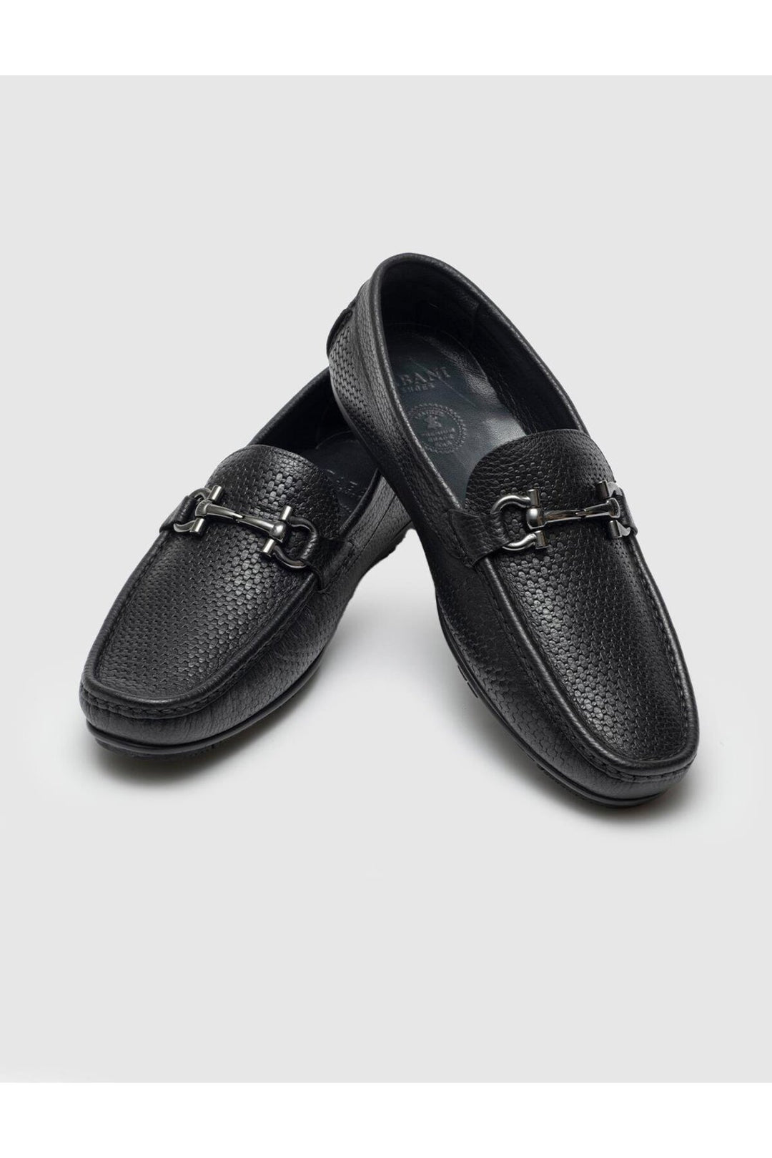 Cabani Shoes Chaussures Loafer pour hommes en cuir véritable noir avec détail de boucle - Noir