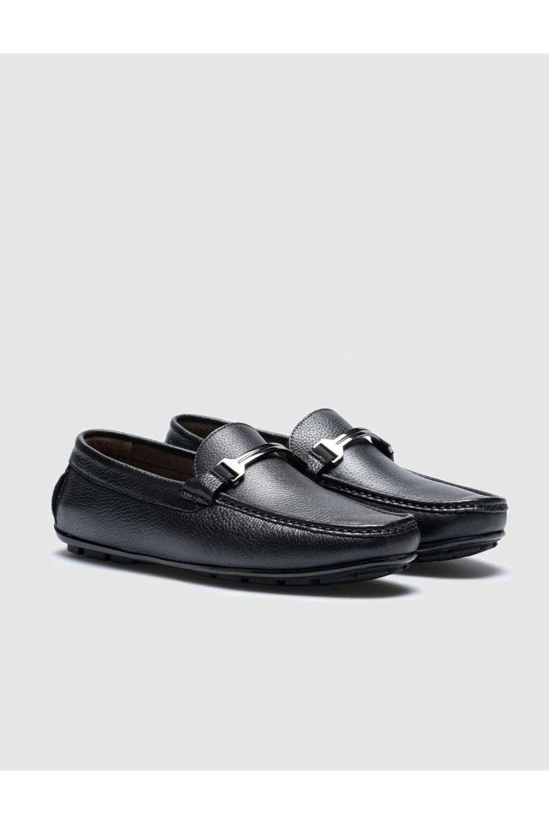 Cabani Shoes Mocassin homme en cuir véritable noir à boucle - Noir