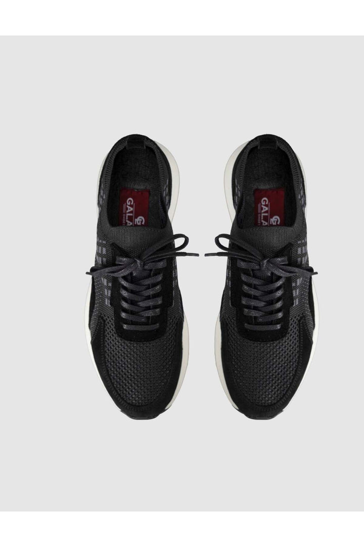 Cabani Shoes Sneakers pour hommes en cuir véritable tricot noir - Multicolore