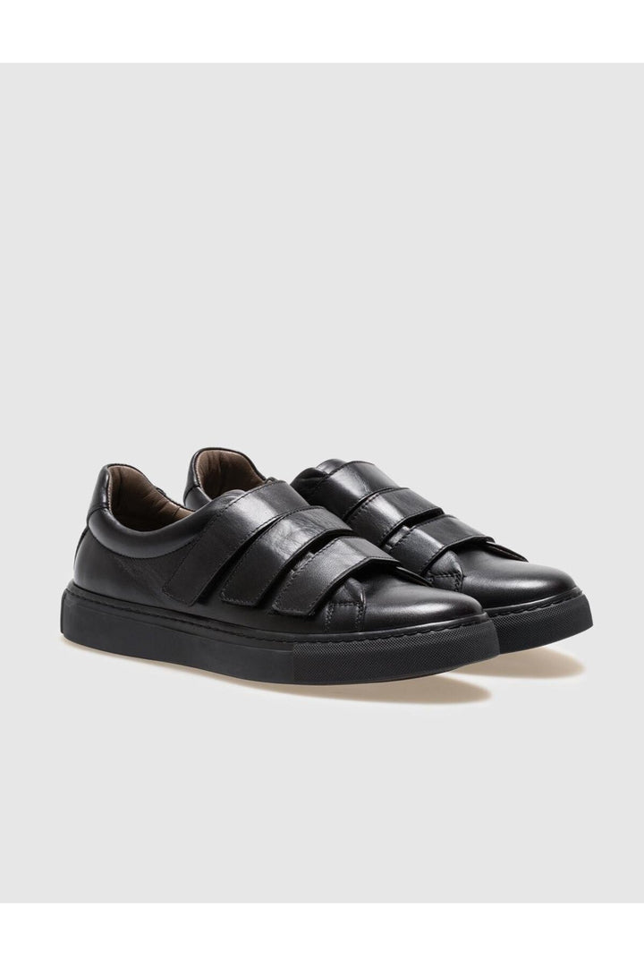 Cabani Shoes Chaussures de sport pour hommes en cuir véritable noir - Noir
