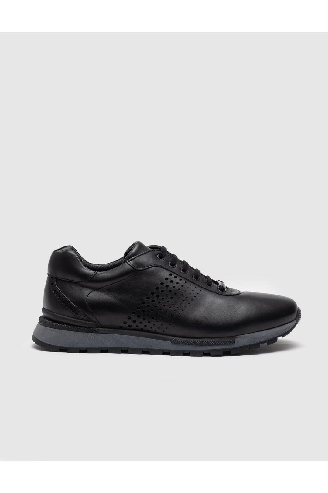 Cabani Shoes Chaussures de sport pour hommes en cuir véritable noires à lacets - Noir
