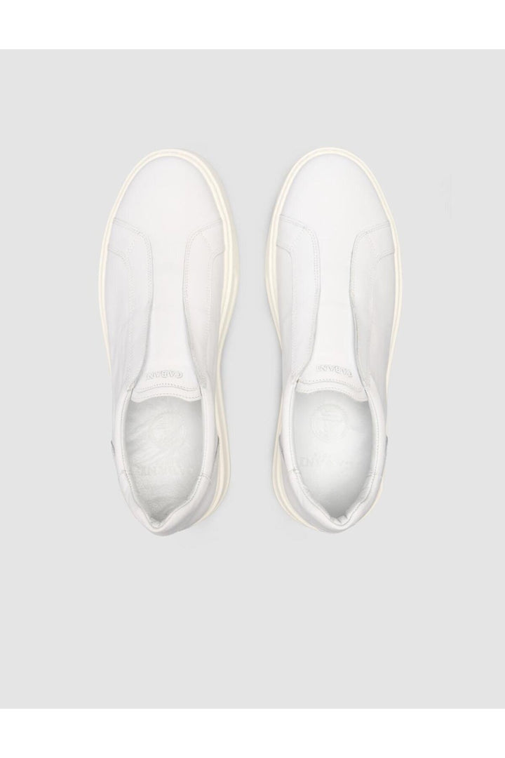Cabani Shoes %100 Cuir véritable Baskets hommes blanches unies - Blanc