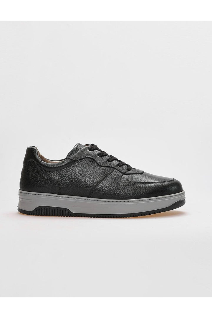 Cabani Shoes Chaussures de sport pour hommes en cuir véritable noires à lacets - Noir