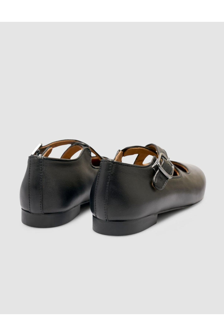 Cabani Shoes %100 Cuir Véritable Ballerines Noires pour Femmes - Noir