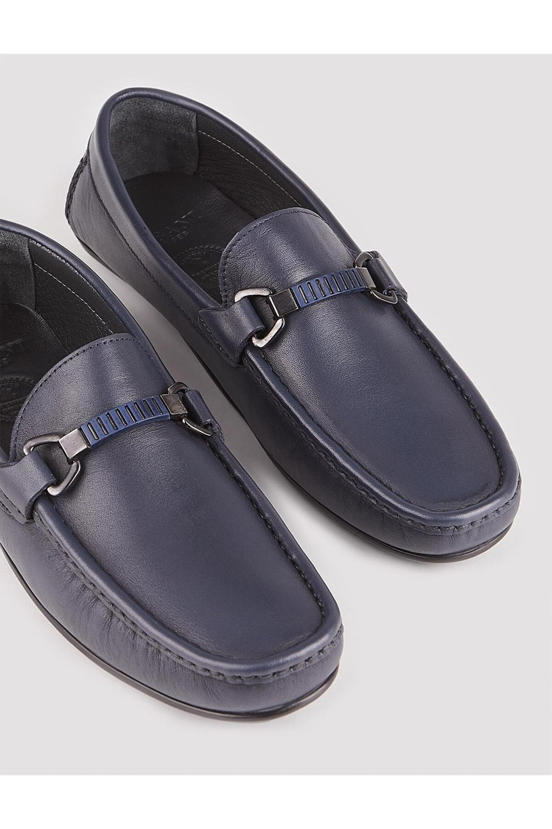 Cabani Shoes Chaussures Loafer pour homme en cuir véritable, design spécial, bleu marine. - Bleu marine