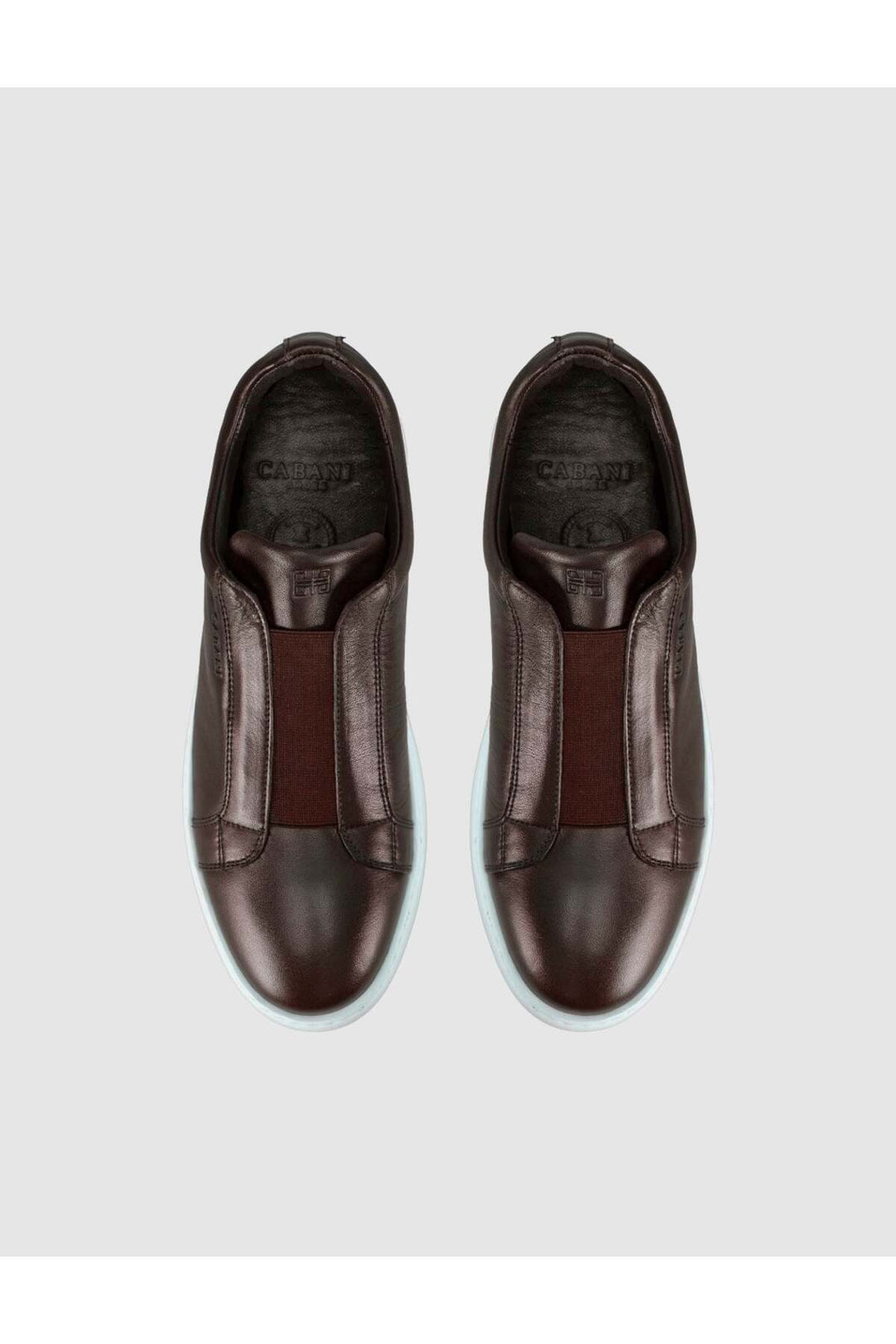 Cabani Shoes Baskets décontractées pour hommes en cuir véritable marron - Marron
