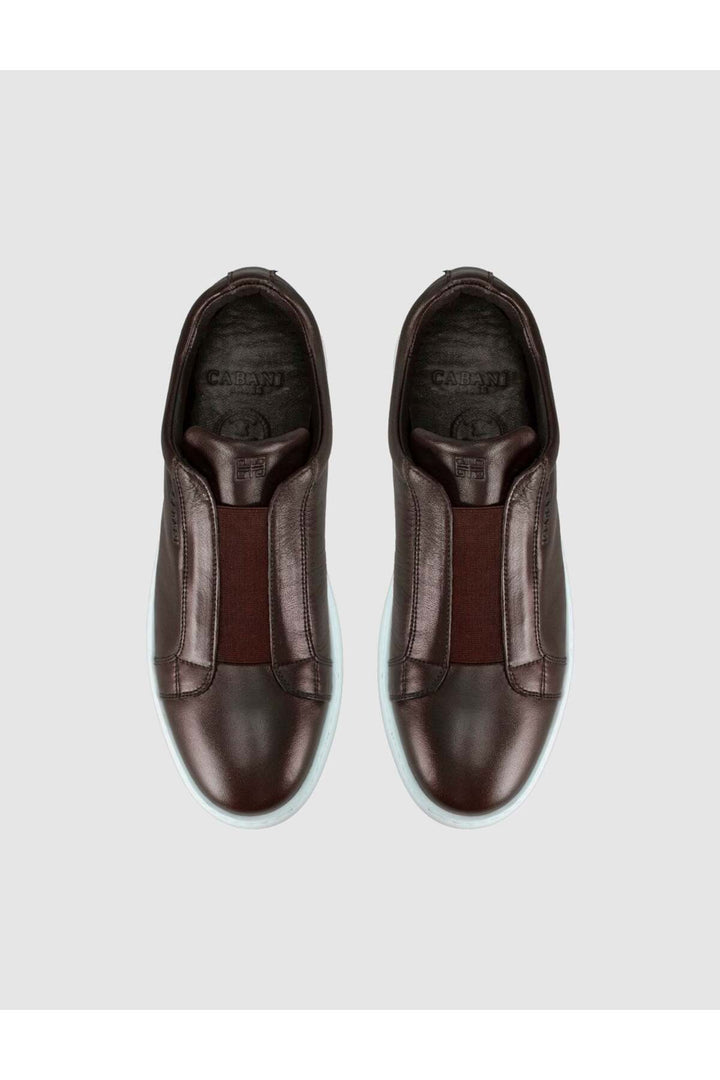 Cabani Shoes Baskets décontractées pour hommes en cuir véritable marron - Marron