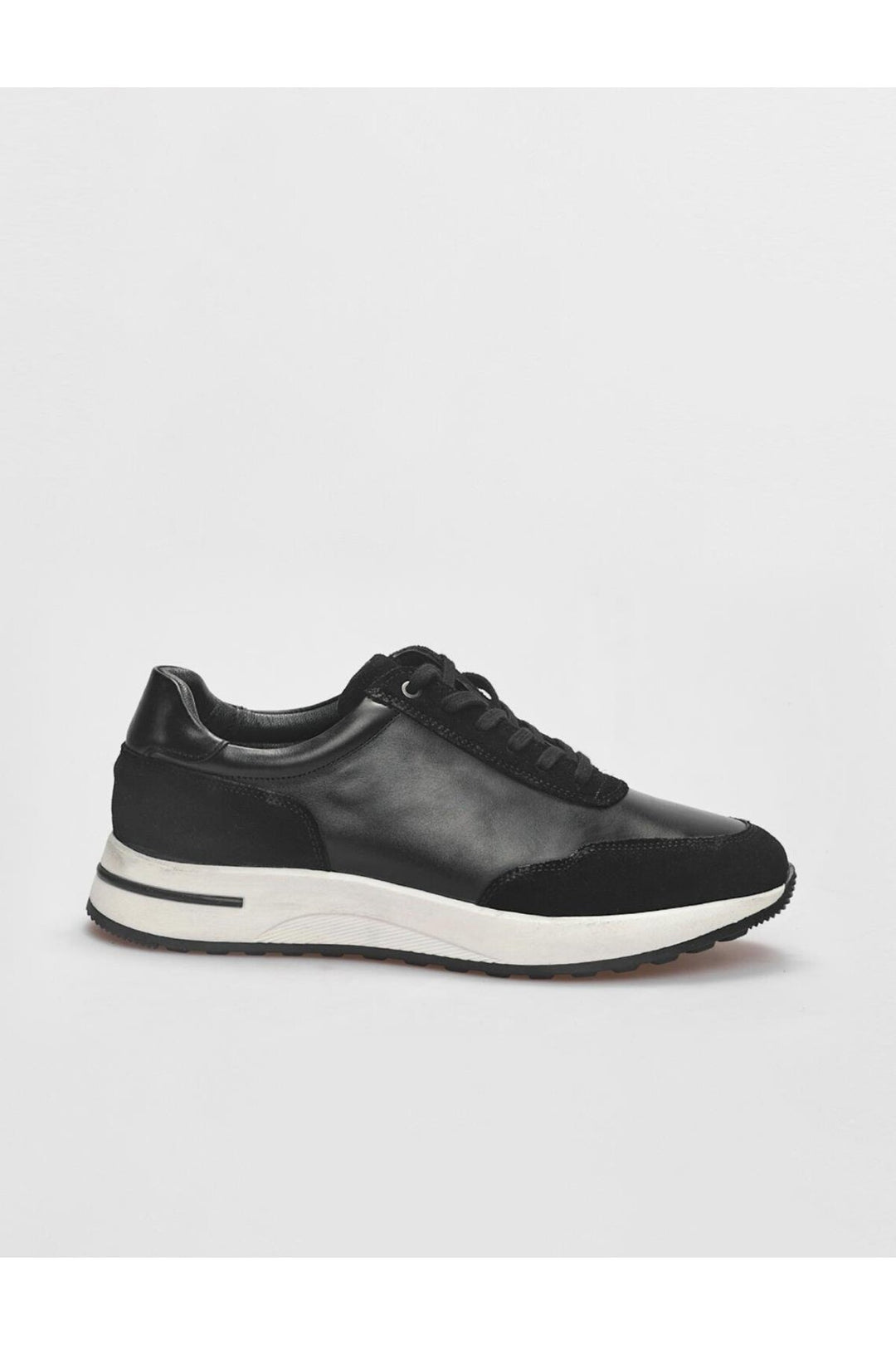 Cabani Shoes Chaussures de sport pour hommes en cuir véritable noires à lacets - Noir
