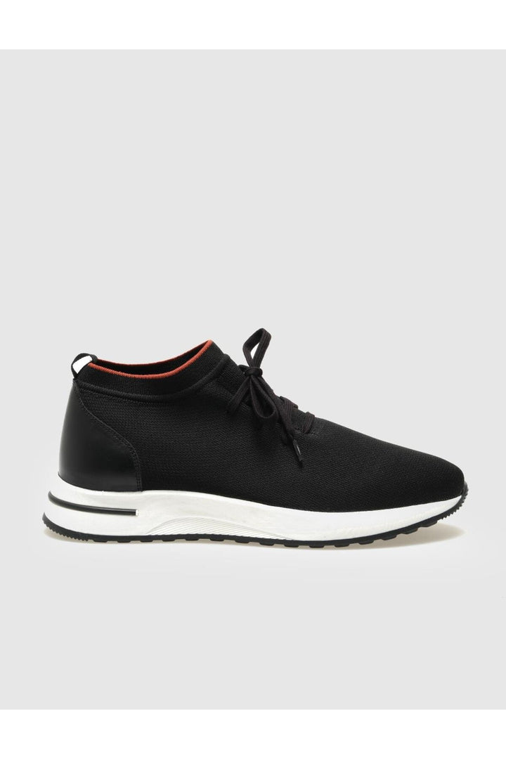 Cabani Shoes Chaussures de sport pour hommes en tricot noir avec lacets - Noir