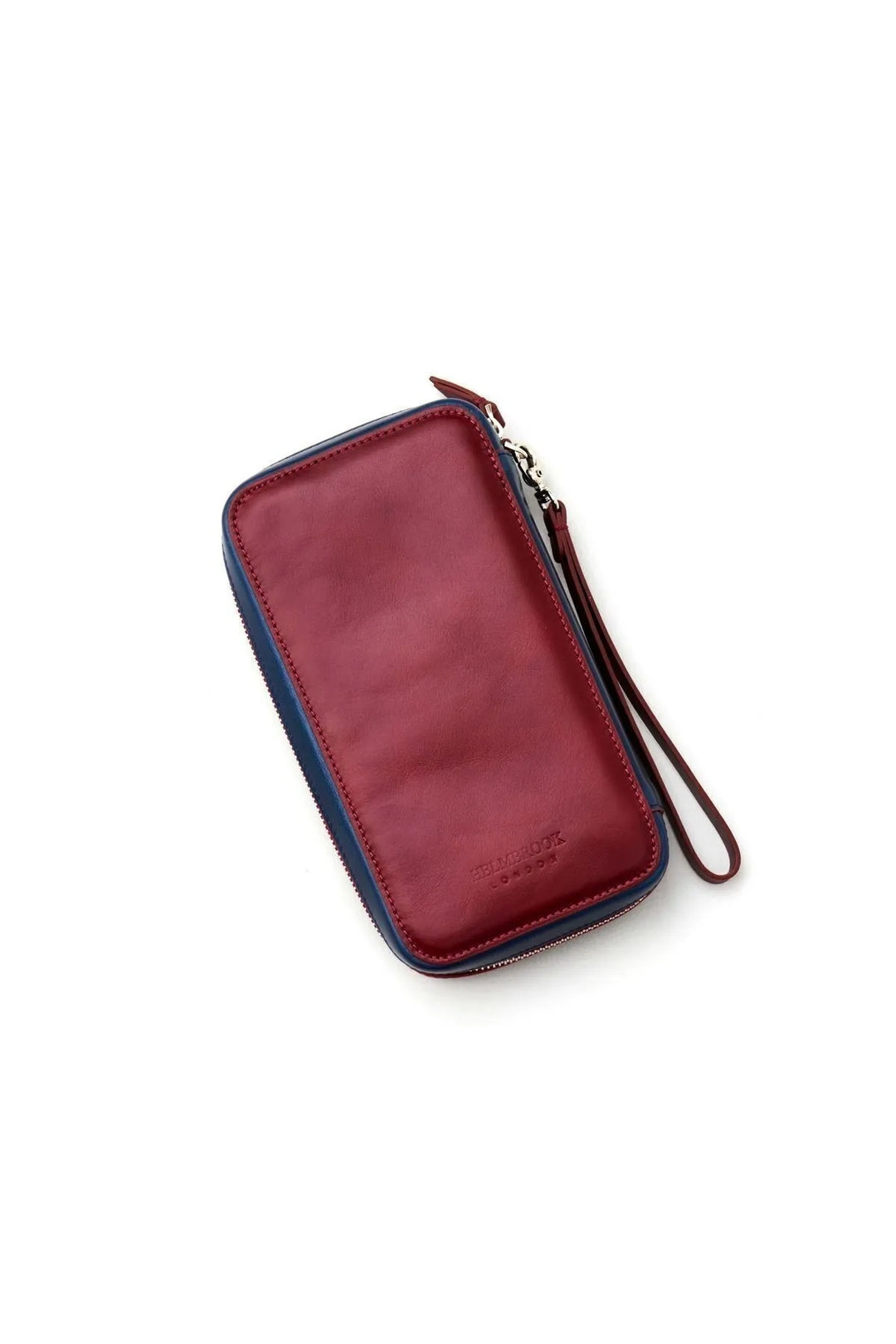 Helmbrook Sac blindé Rfid en cuir bourgogne kaki unisexe Carlye avec fermeture à glissière et bracelet à poche sur le devant