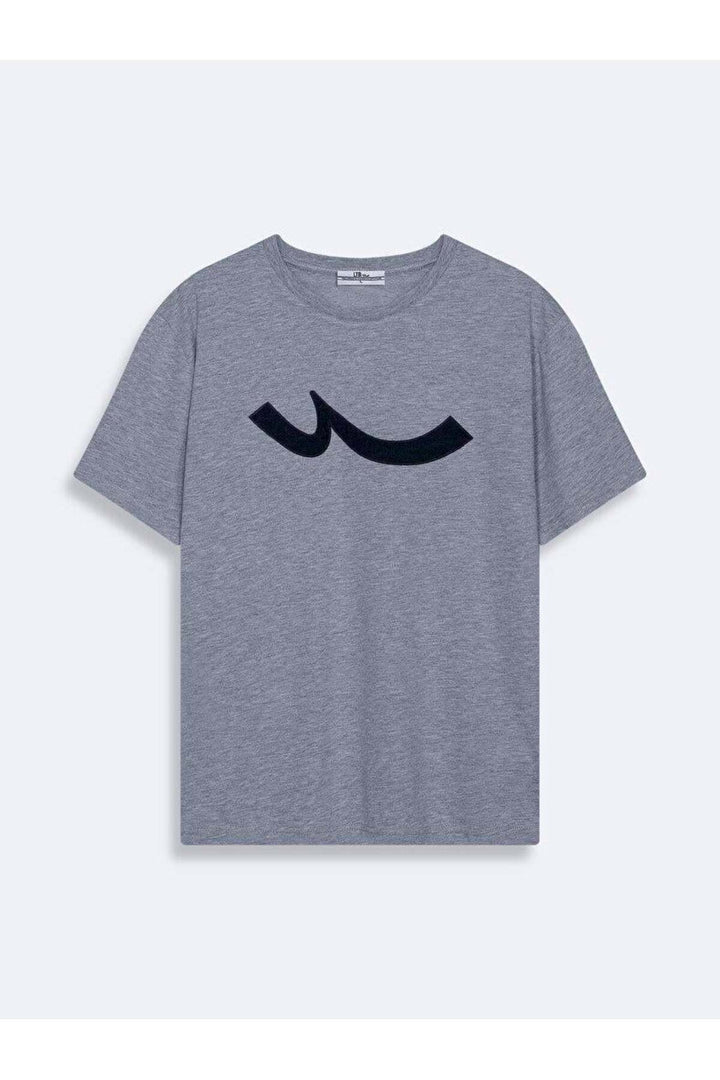 LTB Jamabe - T-shirt gris à col zéro pour hommes - 1225841866089203