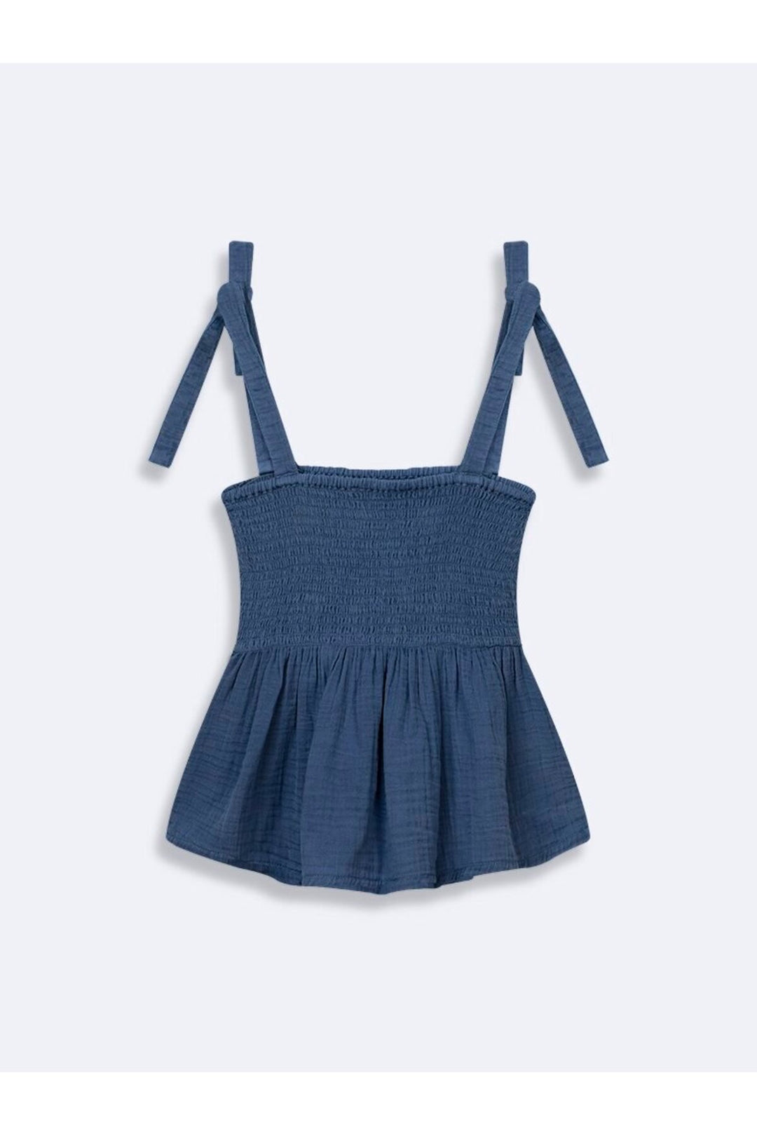 LTB Blouse bleue à bretelles avec décolleté carré et lien. - Multicolore