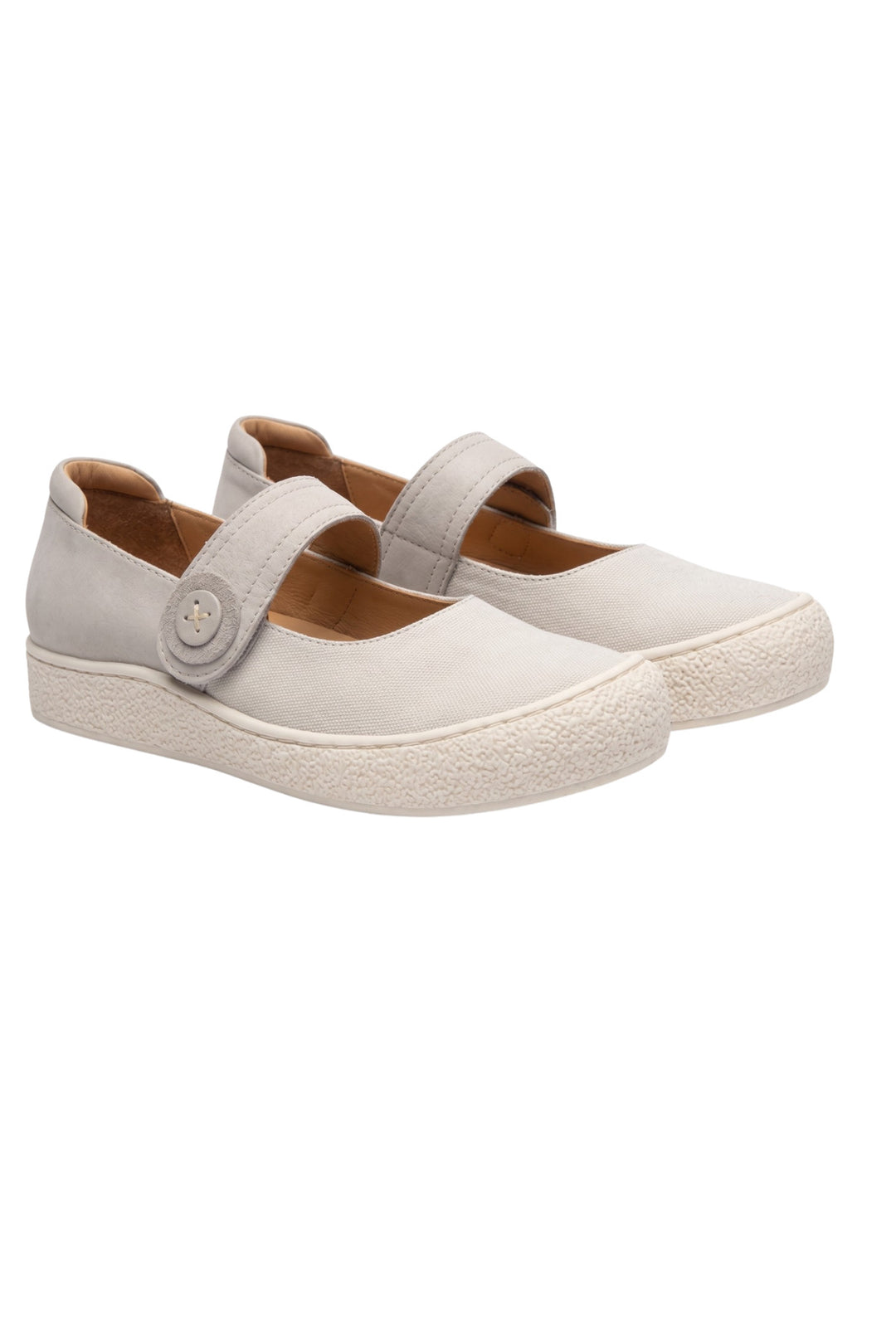 Wavelys ARON Chaussures pour femmes en cuir véritable gris avec semelle confortable et bande auto-agrippante, faciles à enfiler. - Gris