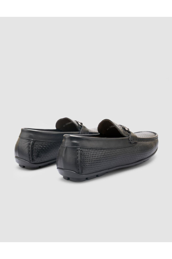 Cabani Shoes %100 Cuir véritable Mocassins pour hommes à boucle noire - Noir