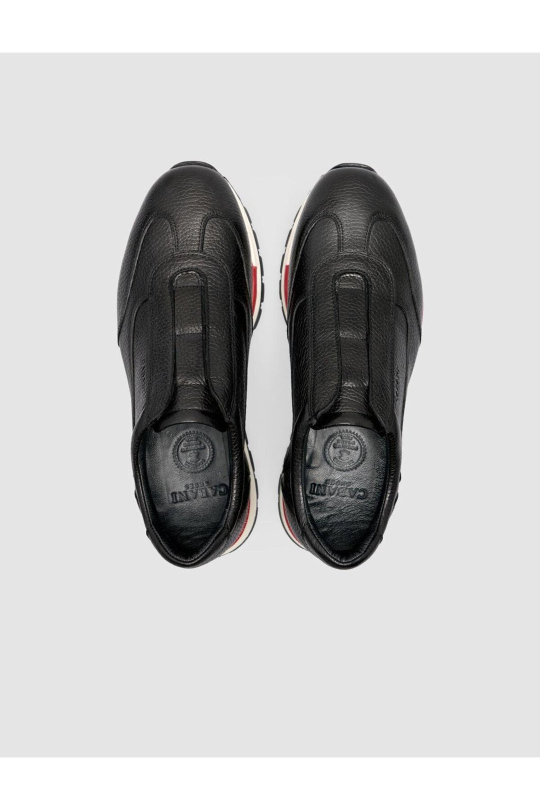 Cabani Shoes %100 Cuir véritable Baskets noires pour hommes à semelle rouge - Noir