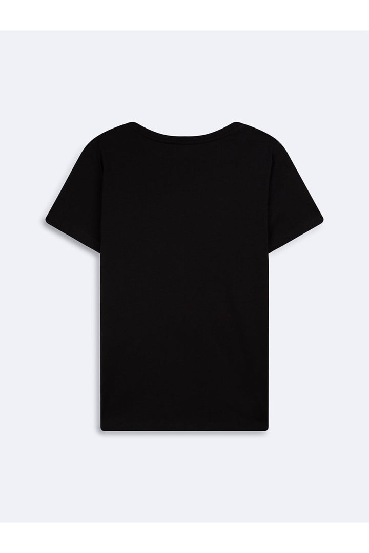 LTB T-shirt Noir Basique Col V - Noir