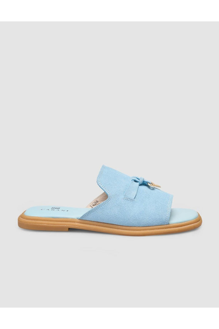 Cabani Shoes %100 Cuir Véritable Sandales Femme Bleu marine - Bleu marine