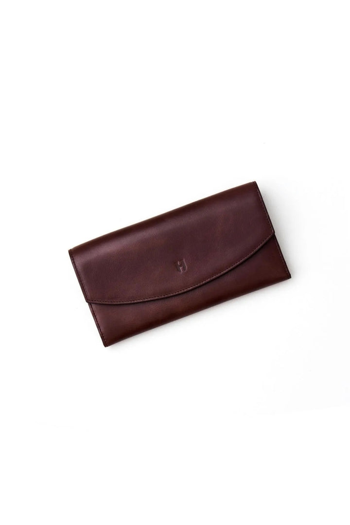 helmbrook Porte-cartes en cuir pour femme Ashley avec fermeture à glissière protégée par RFID Porte-cartes à compartiments multiples marron