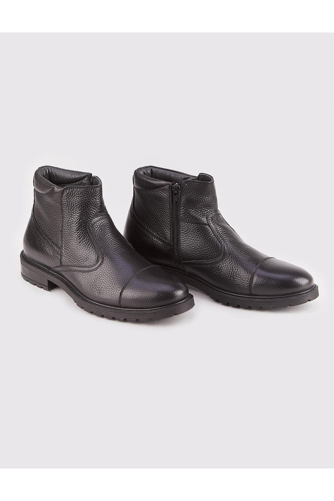 Cabani Shoes Bottines quotidiennes pour hommes en cuir véritable noir avec fermeture éclair - Multicolore