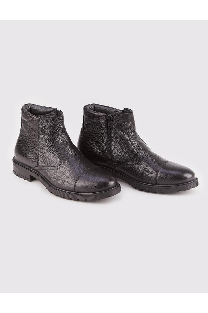 Cabani Shoes Bottines quotidiennes pour hommes en cuir véritable noir avec fermeture éclair - Multicolore
