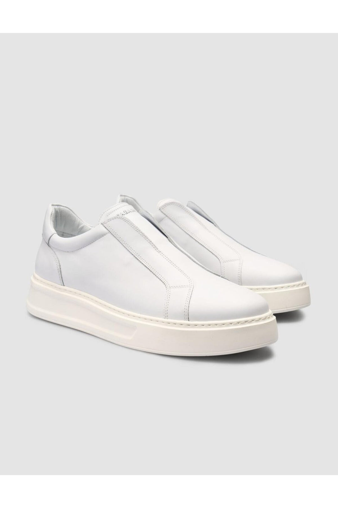 Cabani Shoes %100 Cuir véritable Baskets hommes blanches unies - Blanc