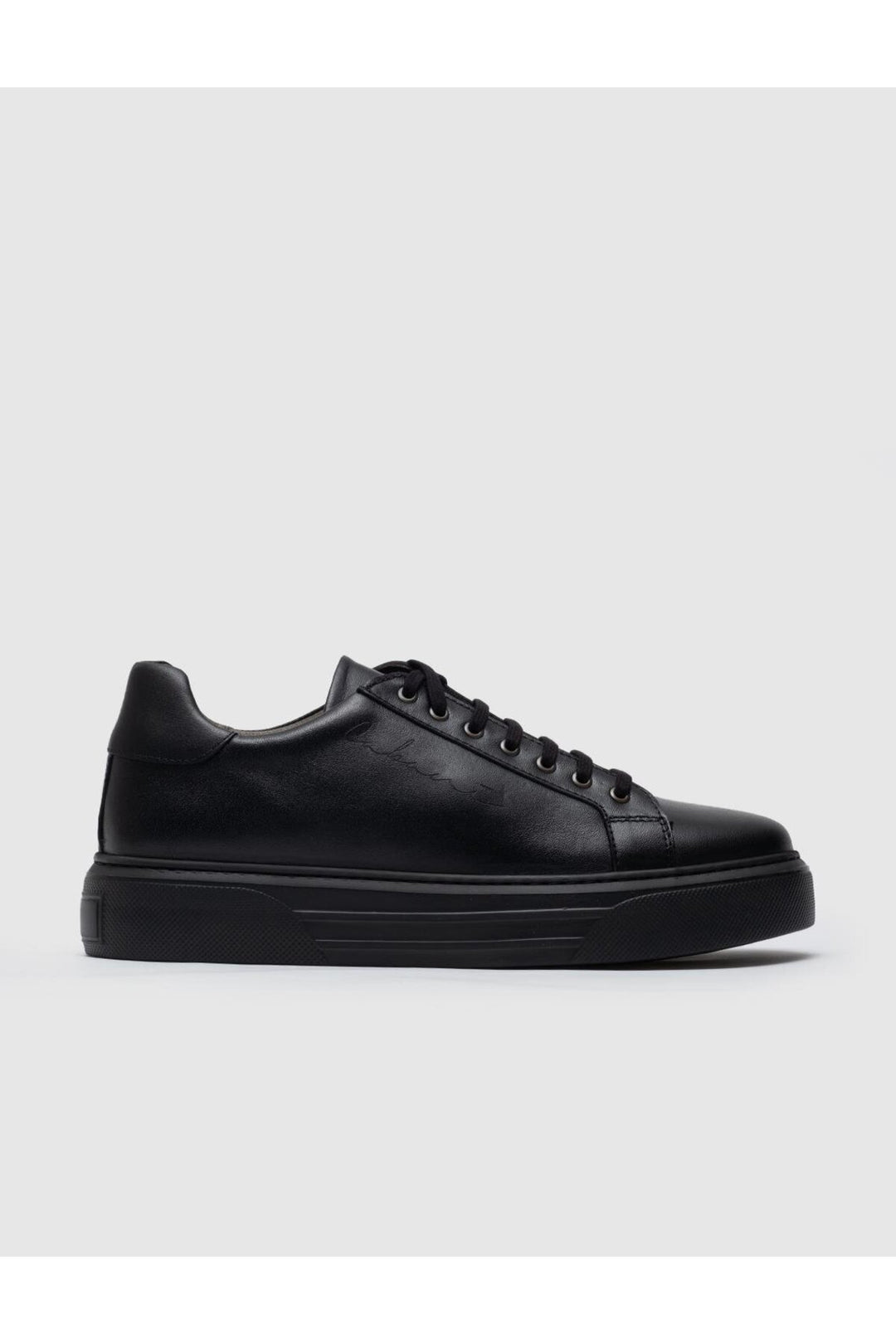 Cabani Shoes Chaussures de sport pour hommes en cuir véritable noires avec lacets et motif d'écriture. - Noir