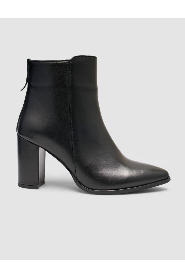 Cabani Shoes Bottines à talons pour femmes en cuir véritable, noires, à fermeture éclair. - Multicolore