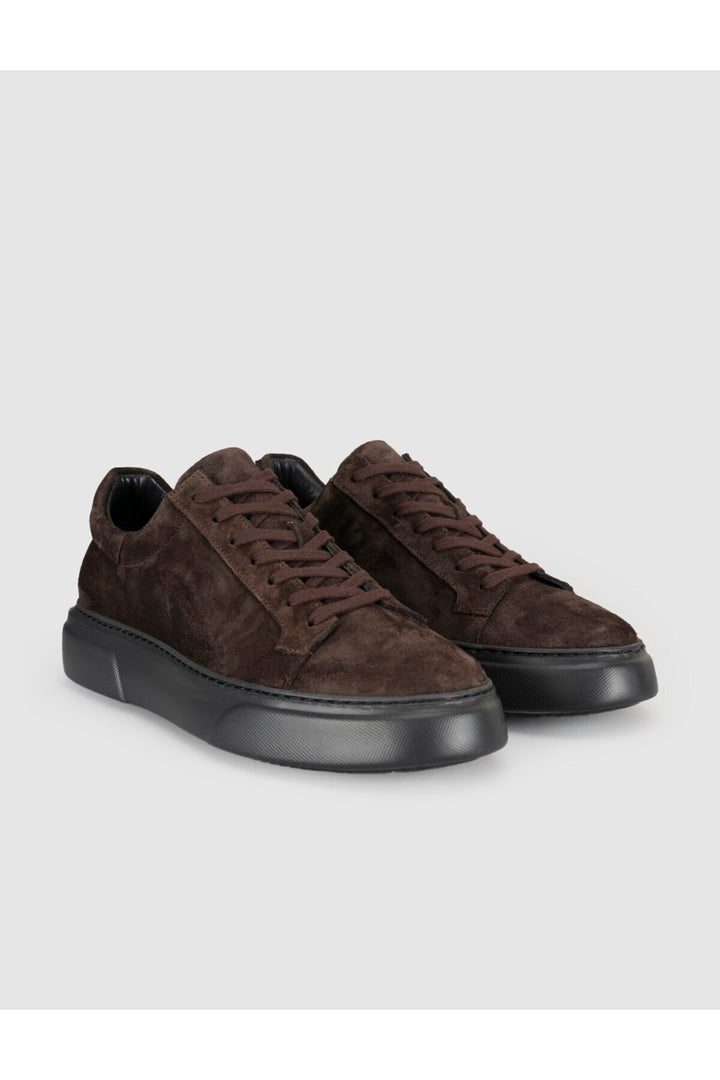 Cabani Shoes Baskets pour hommes en cuir suédé véritable marron - Marron