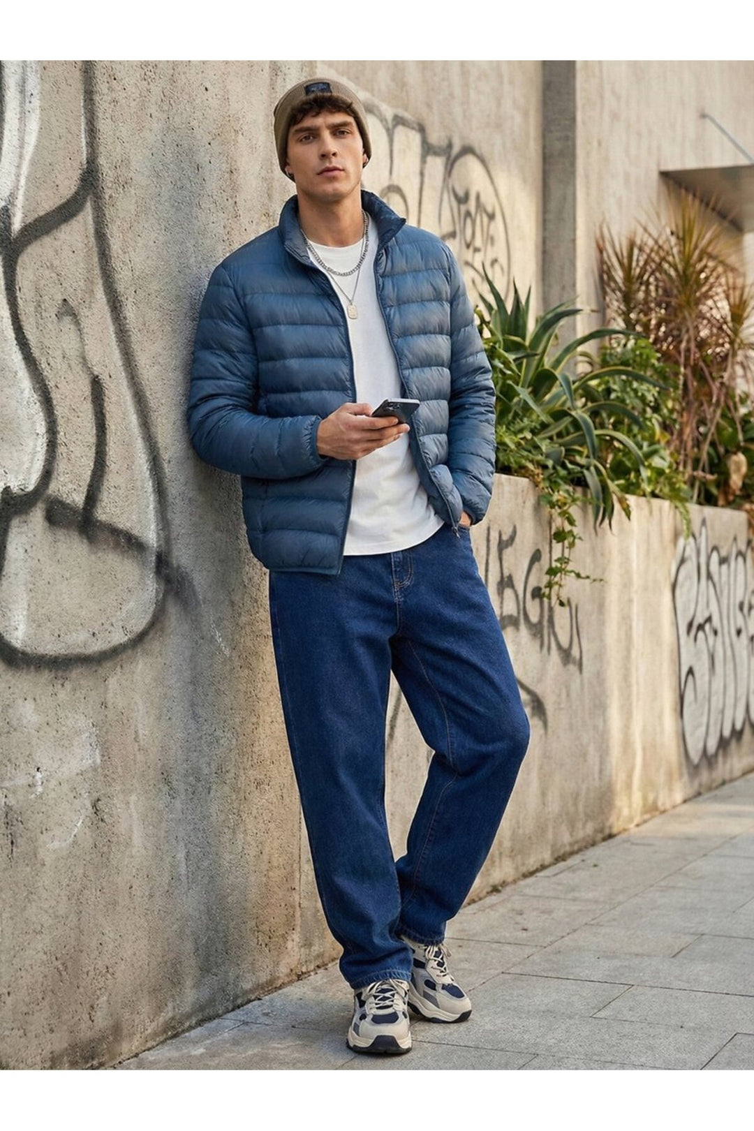 LTB Manteau vert gonflable zippé à manches longues