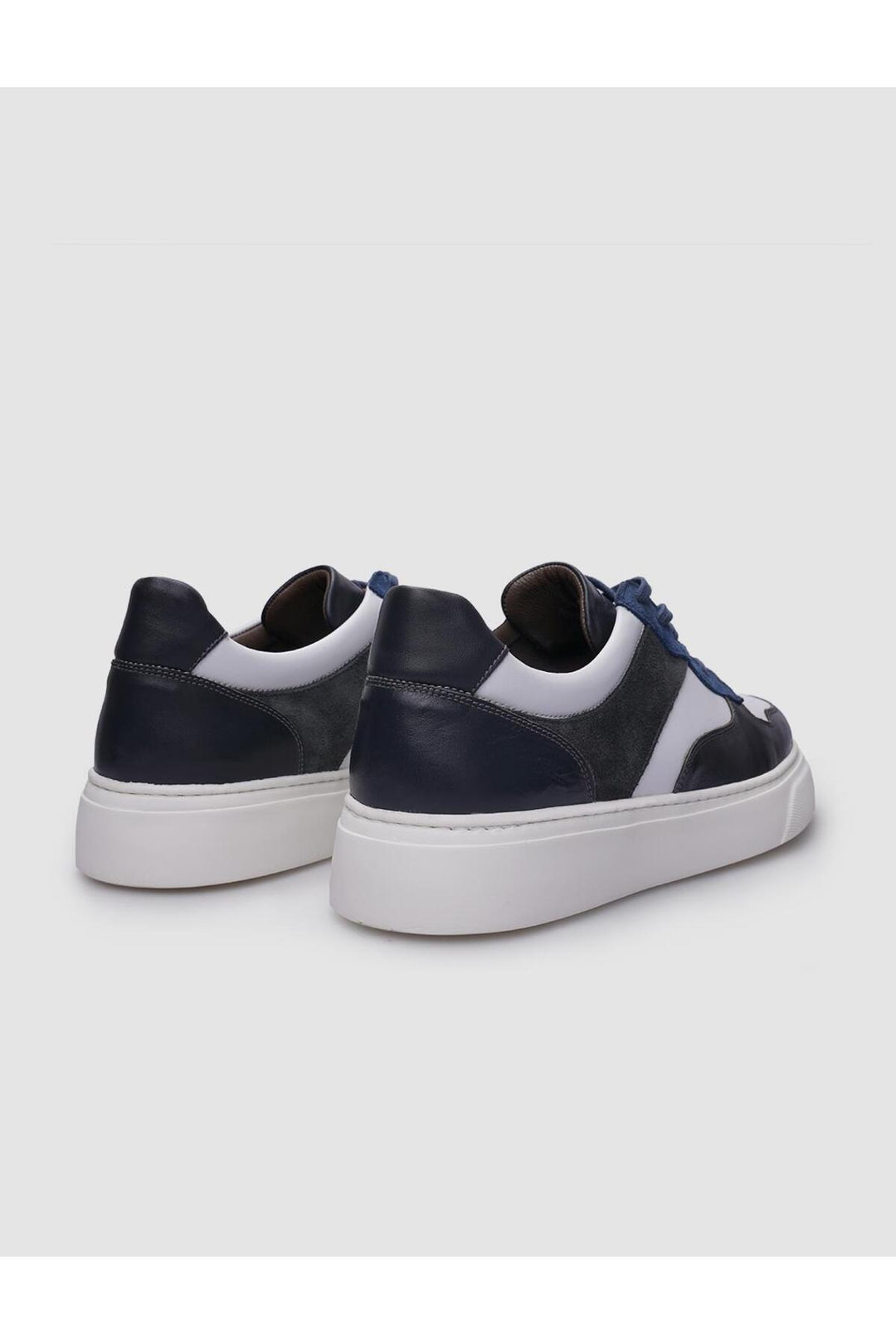 Cabani Shoes Baskets pour hommes en cuir véritable gris à lacets 100% - Gris